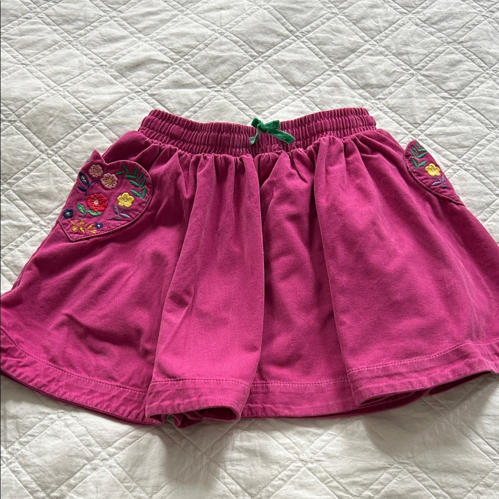 Mini Boden Fuchsia Skirt with Floral Embroidery